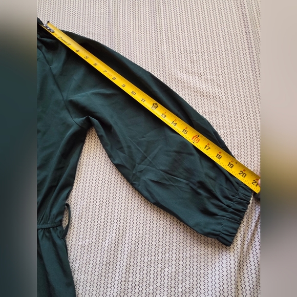 Womens Green Round Neck Full Length Long Sleeve Dress Size Medium - Picture 12 of 14